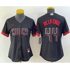 Women's Nike Cincinnati Reds #44 Elly De La Cruz Black 2023 City Connect Cool Base Stitched Baseball Jersey1