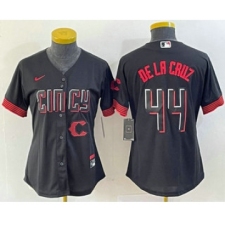 Women's Nike Cincinnati Reds #44 Elly De La Cruz Black 2023 City Connect Cool Base Stitched Baseball Jersey