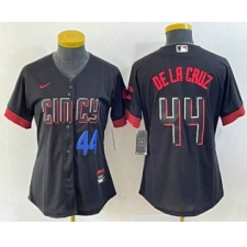 Women's Nike Cincinnati Reds #44 Elly De La Cruz Number Black 2023 City Connect Cool Base Stitched Baseball Jersey3