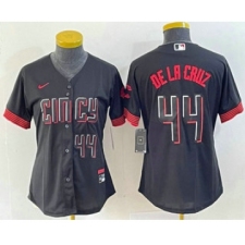 Women's Nike Cincinnati Reds #44 Elly De La Cruz Number Black 2023 City Connect Cool Base Stitched Baseball Jersey4