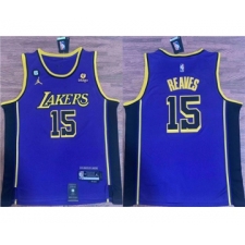 Men's Los Angeles Lakers #15 Austin Reaves Purple With NO.6 Stitched Basketball Jersey