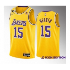 Men's Los Angeles Lakers #15 Austin Reaves Yellow Edition With NO.6 Stitched Basketball Jersey