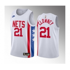 Men's Brooklyn Nets #21 Noah Clowney White 2023 Draft Classic Edition Stitched Basketball Jersey