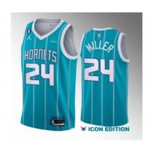 Men's Charlotte Hornets #24 Brandon Miller Blue 6 Sponsor 2023 Icon Edition Stitched Jersey