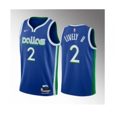Men's Dallas Mavericks #2 Dereck Lively II Blue 2023 Draft City Edition Stitched Basketball Jersey