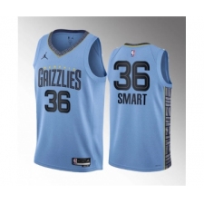 Men's Memphis Grizzlies #36 Marcus Smart Blue 2023 Draft Statement Edition Stitched Basketball Jersey