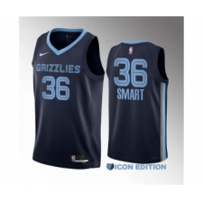 Men's Memphis Grizzlies #36 Marcus Smart Navy 2023 Draft Icon Edition Stitched Basketball Jersey