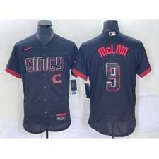 Men's Nike Cincinnati Reds #9 Matt McLain Black 2023 City Connect Flex Base Stitched Jersey1