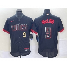 Men's Nike Cincinnati Reds #9 Matt McLain Number Black 2023 City Connect Flex Base Stitched Jersey1