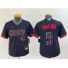 Youth Nike Cincinnati Reds #9 Matt McLain Black 2023 City Connect Cool Base Stitched Jersey1