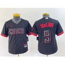 Youth Nike Cincinnati Reds #9 Matt McLain Black 2023 City Connect Cool Base Stitched Jersey