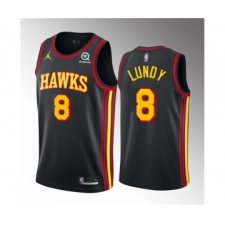 Men's Atlanta Hawks #8 Seth Lundy Black 2023 Draft Statement Edition Stitched Jersey