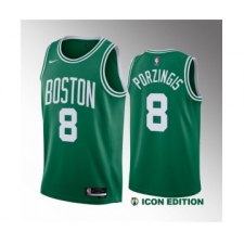 Men's Boston Celtics #8 Kristaps Porzingis Green 2023 Draft Icon Edition Stitched Basketball Jersey