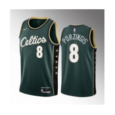 Men's Boston Celtics #8 Kristaps Porzingis Green2023 Draft City Edition Stitched Basketball Jersey