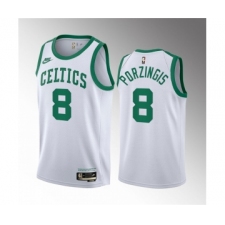 Men's Boston Celtics #8 Kristaps Porzingis White 2023 Draft Association Edition Stitched Basketball Jersey