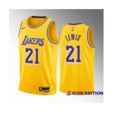 Men's Los Angeles Lakers #21 Maxwell Lewis Yellow 2023 Draft Icon Edition Stitched Basketball Jersey