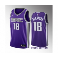 Men's Sacramento Kings #18 Jalen Slawson Purple 2023 Draft Icon Edition Stitched Jersey