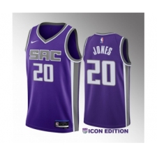 Men's Sacramento Kings #20 Colby Jones Purple 2023 Draft Icon Edition Stitched Jersey