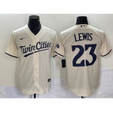 Men's Nike Minnesota Twins #23 Royce Lewis Cream Cool Base Stitched Baseball Jersey