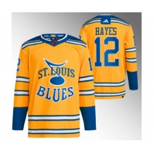 Men's St. Louis Blues #12 Kevin Hayes Yellow 2022-23 Reverse Retro Stitched Jersey