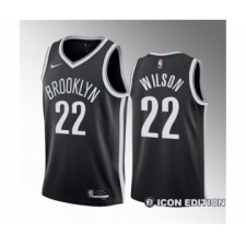 Men's Brooklyn Nets #22 Jalen Wilson Black 2023 Draft Icon Edition Stitched Basketball Jersey