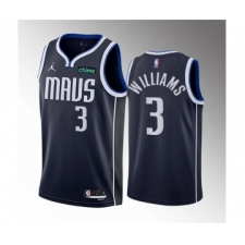 Men's Dallas Mavericks #3 Grant Williams Navy Statement Edition Stitched Basketball Jersey