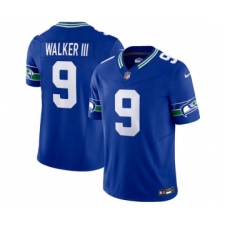 Men's Nike Seattle Seahawks #9 Kenneth Walker III Royal 2023 F.U.S.E. Vapor Limited Throwback Stitched Jersey