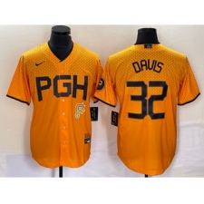 Men's Nike Pittsburgh Pirates #32 Henry Davis Yellow 2023 City Connect Stitched Jersey1