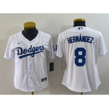 Women's Nike Los Angeles Dodgers #8 Kike Hernandez White Stitched Cool Base Jersey