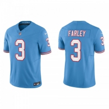 Men's Nike Tennessee Titans #3 Caleb Farley Light Blue 2023 F.U.S.E. Vapor Limited Throwback Stitched Football Jersey