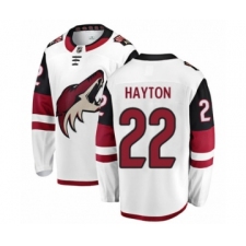 Men's Arizona Coyotes #22 Barrett Hayton Authentic White Away Fanatics Branded Breakaway NHL Jersey