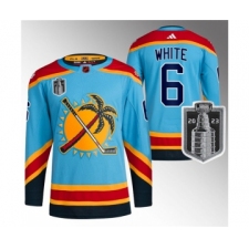 Men's Florida Panthers #6 Colin White Blue 2023 Stanley Cup Final Reverse Retro Stitched Jersey