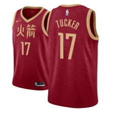Men NBA 2018-19 Houston Rockets #17 P J Tucker City Edition Red Jersey