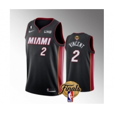 Men's Miami Heat #2 Gabe Vincent Black 2023 Finals Icon Edition With NO.6 Stitched Basketball Jersey