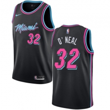 Men's Nike Miami Heat #32 Shaquille O'Neal Swingman Black NBA Jersey - City Edition