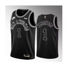 Men's San Antonio Spurs #1 Victor Wembanyama Black 2022-23 Classic Edition Stitched Basketball Jersey