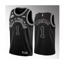Men's San Antonio Spurs #1 Victor Wembanyama Black 2022-23 Classic Edition With NO.6 Stitched Basketball Jersey