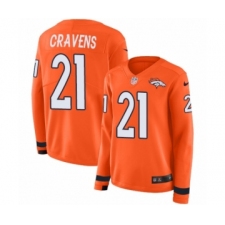 Women's Nike Denver Broncos #21 Su'a Cravens Limited Orange Therma Long Sleeve NFL Jersey