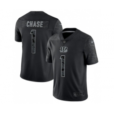 Men's Cincinnati Bengals #1 Ja'Marr Chase Reflective Limited Stitched Jersey