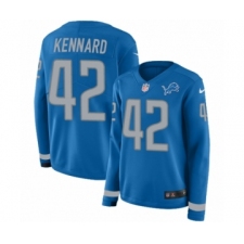 Women's Nike Detroit Lions #42 Devon Kennard Limited Blue Therma Long Sleeve NFL Jersey