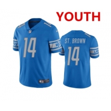 Youth Detroit Lions #14 mon-Ra St. Brown Blue Vapor Untouchable Limited Stitched Jersey