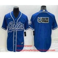 Men's Indianapolis Colts Blue Team Big Logo With Patch Cool Base Stitched Baseball Jersey