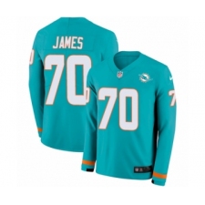 Men's Nike Miami Dolphins #70 Ja'Wuan James Limited Aqua Therma Long Sleeve NFL Jersey