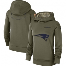 Women's New England Patriots Nike Olive Salute to Service Sideline Therma Performance Pullover Hoodie