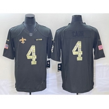 Men's New Orleans Saints #4 Derek Carr Black Anthracite 2016 Salute To Service Stitched NFL Nike Limited Jersey