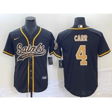Men's New Orleans Saints #4 Derek Carr Black Cool Base Stitched Baseball Jersey