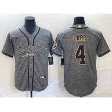 Men's New Orleans Saints #4 Derek Carr Grey Gridiron Cool Base Stitched Baseball Jersey