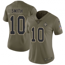 Women's Nike New Orleans Saints #10 Tre'Quan Smith Limited Olive 2017 Salute to Service NFL Jersey