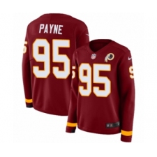 Women's Nike Washington Redskins #95 Da'Ron Payne Limited Burgundy Therma Long Sleeve NFL Jersey
