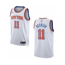 Men's New York Knicks #11 Jalen Brunson White Stitched Basketball Jersey